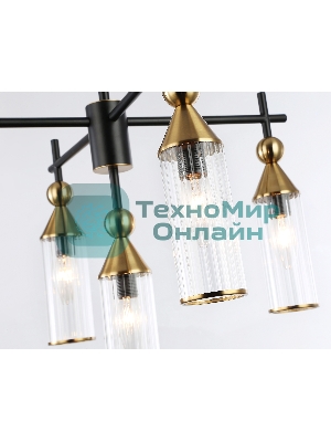 Люстра Ambrella light LH55256/5 BK/BS/CL черный/латунь/прозрачный E14*5 max 40W D520*520