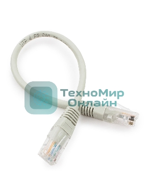 Патч-корд медный UTP Cablexpert PP10-0.25M cat.5, 0.25м, литой, многожильный, серый