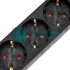 Удлинитель STANDARD 5 гнезд, 5м, 3х1,0мм², с/з, с выключателем, черный REXANT