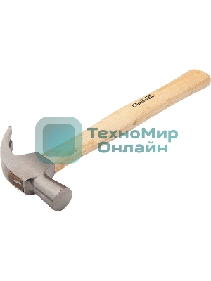 Молоток-гвоздодер Sparta 225 г, боек 22 мм, деревянная рукоятка