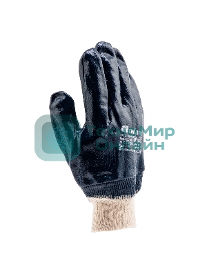 Перчатки трикотажные Сибртех с обливом из бутадиен-нитрильного каучука, манжет, L