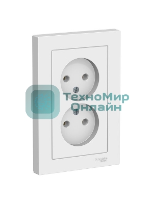 Systeme Electric AtlasDesign Сталь Розетка б/з двойная, 16А, в сборе