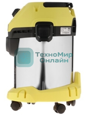 Строительный пылесос Karcher WD 3 S V-17/4/20 желтый, 1000 Вт, уборка сухая/сбор воды, пылесборник мешок/контейнер, 17 л