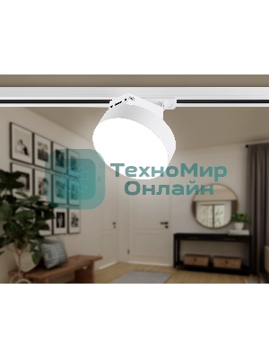 Трековый однофазный светодиодный светильник Ambrella light GL6837 WH белый LED 15W 4200K D115*80