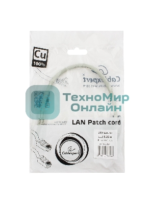 Патч-корд медный UTP Cablexpert PP10-0.25M cat.5, 0.25м, литой, многожильный, серый