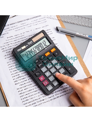 Калькулятор настольный Deli EM01320 черный 12-разр.