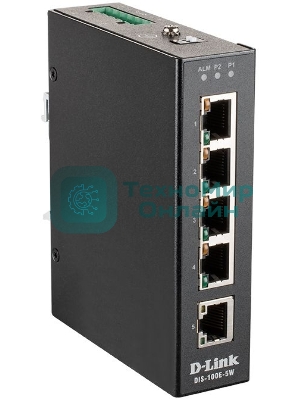 Коммутатор промышленный неуправляемый D-Link DIS-100E-5W/A1A с 5 портами 10/100Base-TX, функцией энергосбережения и поддержкой QoS