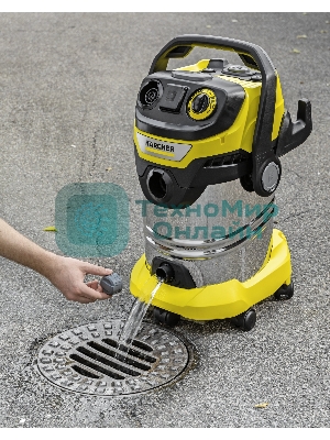 Строительный пылесос Karcher WD 6 P S V-30/6/22/T желтый, 1300 Вт, уборка сухая/сбор воды, пылесборник мешок/контейнер, 30 л