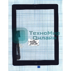 Сенсорное стекло (тачскрин) для iPad 3 черное с кнопкой