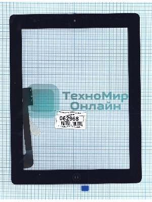 Сенсорное стекло (тачскрин) для iPad 3 черное с кнопкой