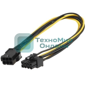 Кабель питания PCIe Cablexpert CC-PSU-68-30CM, PCIe 6pin(M)/PCIe 8pin(F), 30 см, пакет
