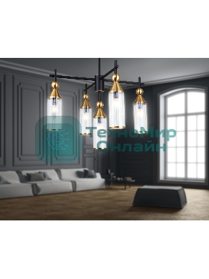 Люстра Ambrella light LH55256/5 BK/BS/CL черный/латунь/прозрачный E14*5 max 40W D520*520