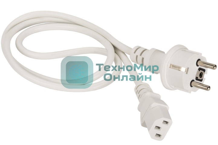 Шнур питания Lanmaster C13-Schuko, 3х0.75, 220В, 10А, белый, 3 метра