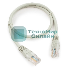 Патч-корд медный UTP Cablexpert PP10-0.5M cat.5, 0.5м, литой, многожильный, серый