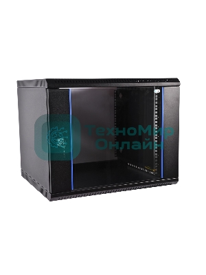 Шкаф телекомм. настенный разборный 15U (600х520) дверь стекло, черный