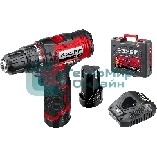 Дрель-шуруповерт Зубр ДШЛ-125-22, 12 В, 2 Ач, 30 Нм, щеточный