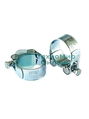 Хомуты металлические Сибртех, силовые 36-39 мм, ширина 20 мм, шарнирные, W1, 2 шт.