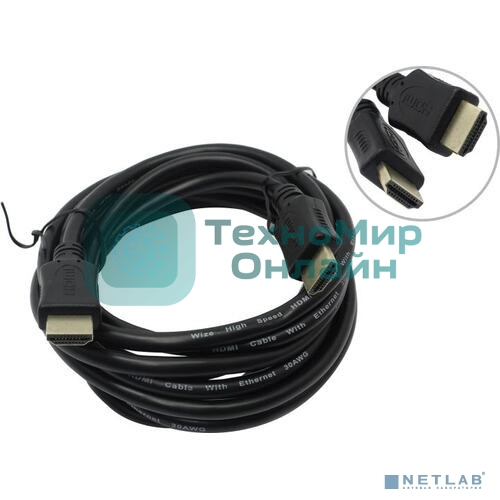 Кабель HDMI C-HM-HM-3M Wize, 3 м, v.2.0, 19M/19M, позол.разъемы, экран, черный, пакет