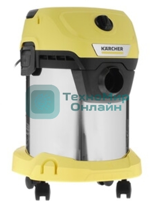 Строительный пылесос Karcher WD 3 S V-17/4/20 желтый, 1000 Вт, уборка сухая/сбор воды, пылесборник мешок/контейнер, 17 л