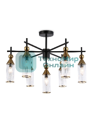Люстра Ambrella light LH55257/7 BK/BS/CL черный/латунь/прозрачный E14*7 max 40W D640*520