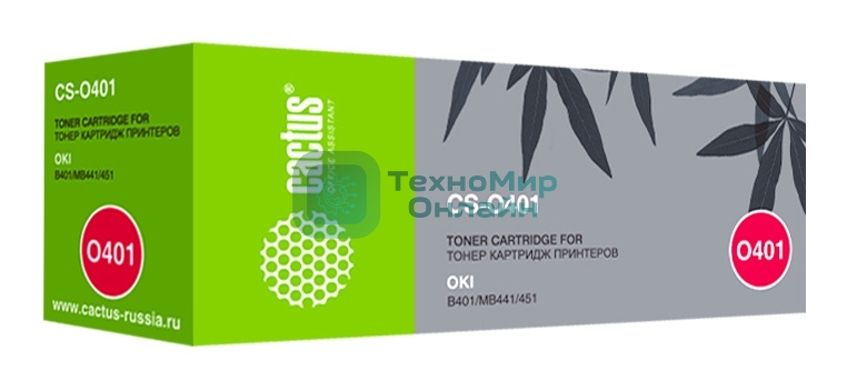 Картридж лазерный Cactus CS-O401 (44992403) черный (1500 стр.) для Oki B401/MB441/451