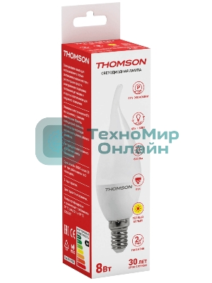 Лампа светодиодная Hiper THOMSON LED TAIL CANDLE 8W 640Lm E14 3000K TH-B2027