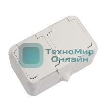 Розетка 2-м Makel ОП 16А IP44 с заземл. п/герм. белый