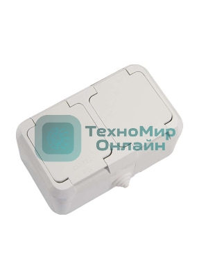 Розетка 2-м Makel ОП 16А IP44 с заземл. п/герм. белый