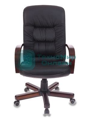 Кресло Бюрократ T-9908/WALNUT черный, кожа
