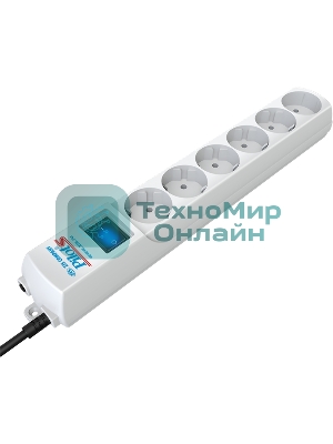 Сетевой фильтр Pilot S 1.8 м, 6 розеток, белый, коробка
