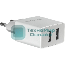 Сетевой адаптер Defender 2xUSB, 2.1А, белый (UPA-22)
