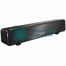 Мини саундбар Genius SoundBar 100. Ультракомпактный. Выходная мощность 6Вт. Тип подключения: USB. Частотная характеристика: 110-20000Гцz. Встроенный регулятор громкости. Аудиовыход 3,5 мм. черный