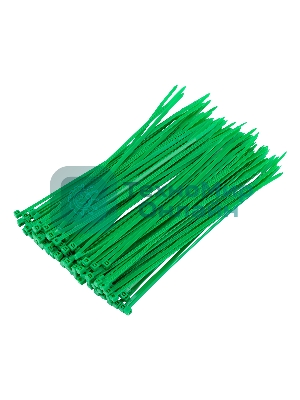 Хомуты Сибртех 200 х 3,6 мм, пластиковые, зеленые, 100 шт.