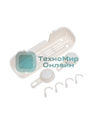 Полка для ванной и кухни HALSA HLS-F-107W с крючками на вакуумной присоске