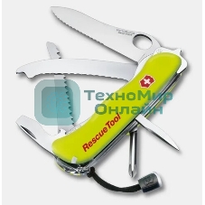 Нож перочинный Victorinox RescueTool One Hand (0.8623.MWN) 111мм 12функций салатовый карт.коробка