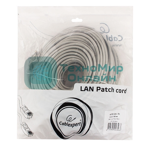 Патч-корд UTP Cablexpert cat.5e, 50м, литой, многожильный, серый