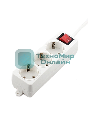 Сетевой фильтр Гарнизон ELB-G3-W-2, 3 евророзетки с выключателем и заземлением, допустимый ток 16А, длина 2 м.
