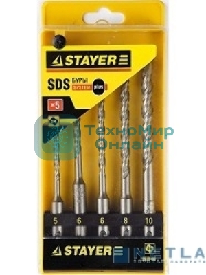 Набор буров STAYER PROFI 2930-H5 по бетону, хвостовик 