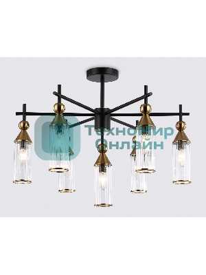 Люстра Ambrella light LH55257/7 BK/BS/CL черный/латунь/прозрачный E14*7 max 40W D640*520