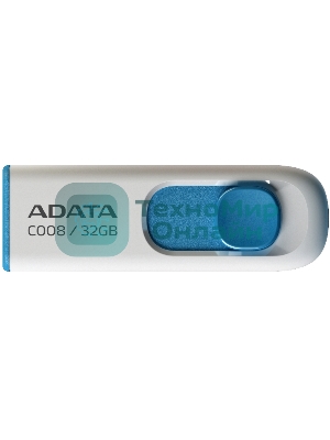 Флешка USB ADATA C008 (AC008-32G-RWE), 32Gb, USB 2.0, R/W 15/5, белый/синий