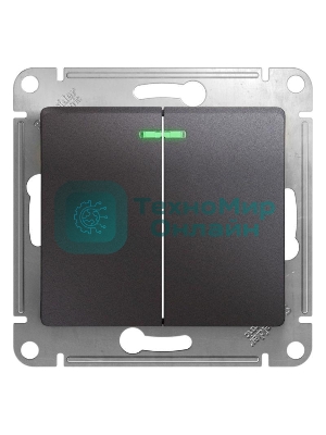 Механизм выключателя 2-кл. СП Glossa сх.5а 10А IP20 10AX с индик. графит SchE GSL001353