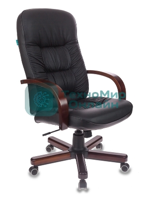 Кресло Бюрократ T-9908/WALNUT черный, кожа