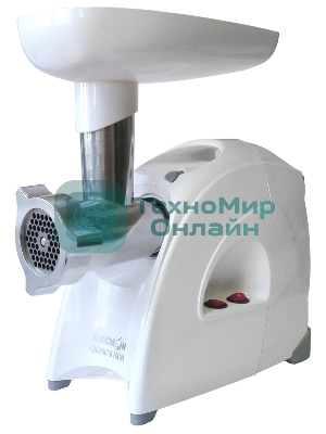 Мясорубка электрическая Аксион М641.01 белый, 2000 Вт, 3.0 кг/мин, реверс, защита от перегрузки, насадки - 4