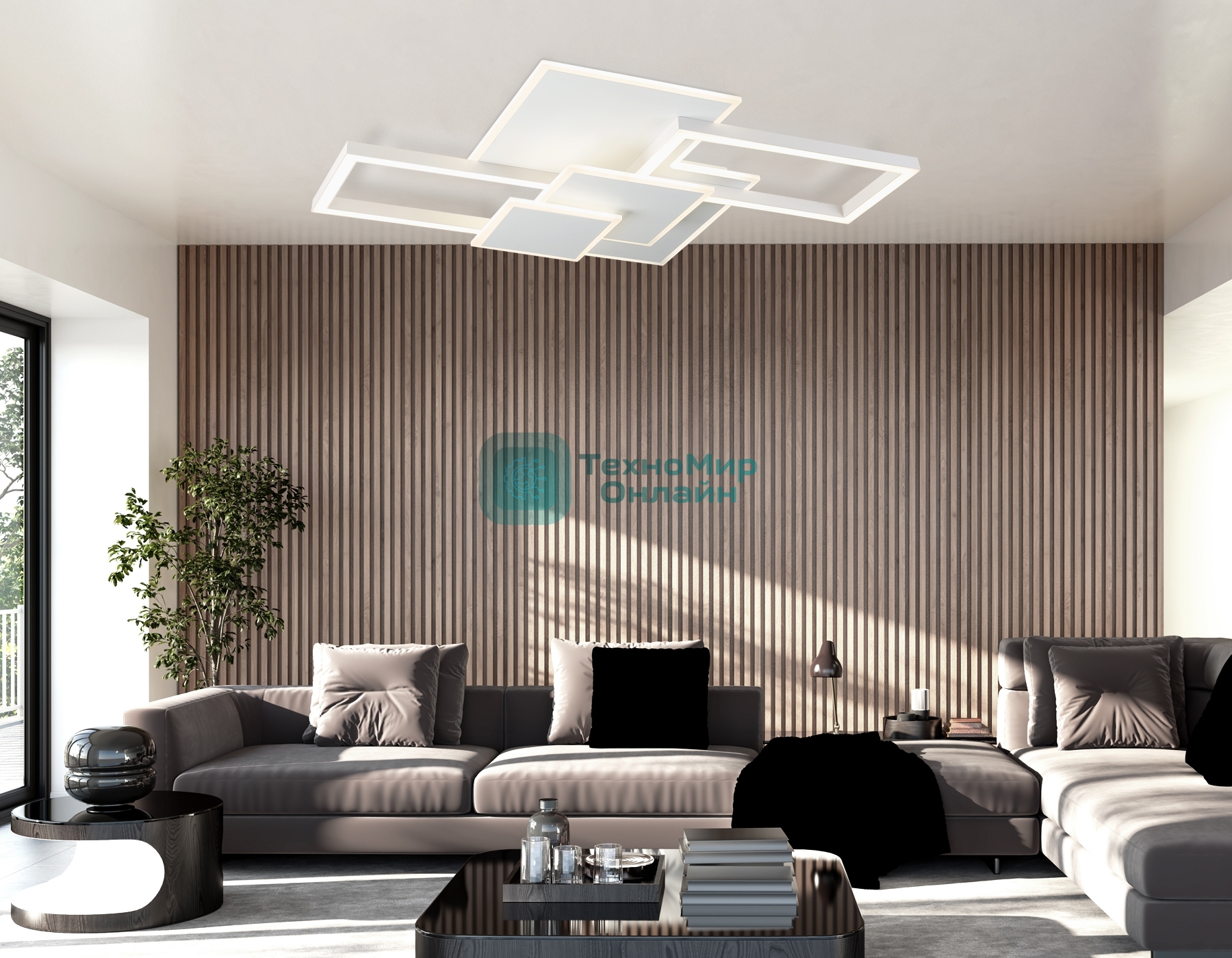 Потолочный светодиодный светильник Ambrella light FA1031/5 WH белый 95W 3000K-6400K 705*500*95 (ПДУ ИК)