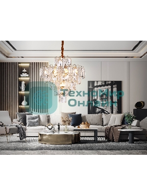 Светильник Ambrella light TR5233/12 SGD/CL/FR золото/прозрачный/белый матовый E27*12 max 40W D600*610