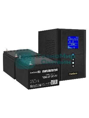 Комплект источника бесперебойного питания Exegate EX295988RUS + батарея 26Aч EX282970RUS 2шт (инвертор, синус, для котла) ExeGate SineTower SZ-1500.LCD.AVR.2SH.1C13.USB <1500VA/1200W, чистый синусоида, LCD дисплей, AVR, 2*Schuko+1*C13, USB, линейно-интерактивный, черный> + батарея ExeGate DT 1226 (12В, 26А·ч) 2шт