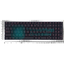 Клавиатура для ноутбука Asus N541, N501 черная, шрифт красный, с подсветкой