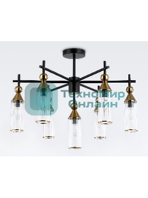 Люстра Ambrella light LH55257/7 BK/BS/CL черный/латунь/прозрачный E14*7 max 40W D640*520