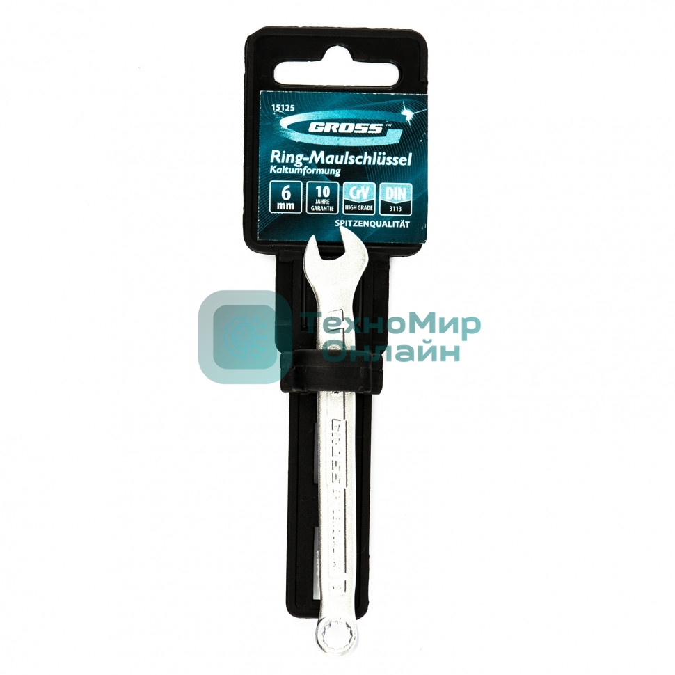 Ключ комбинированный Gross 6 мм, CrV, холодный штамп
