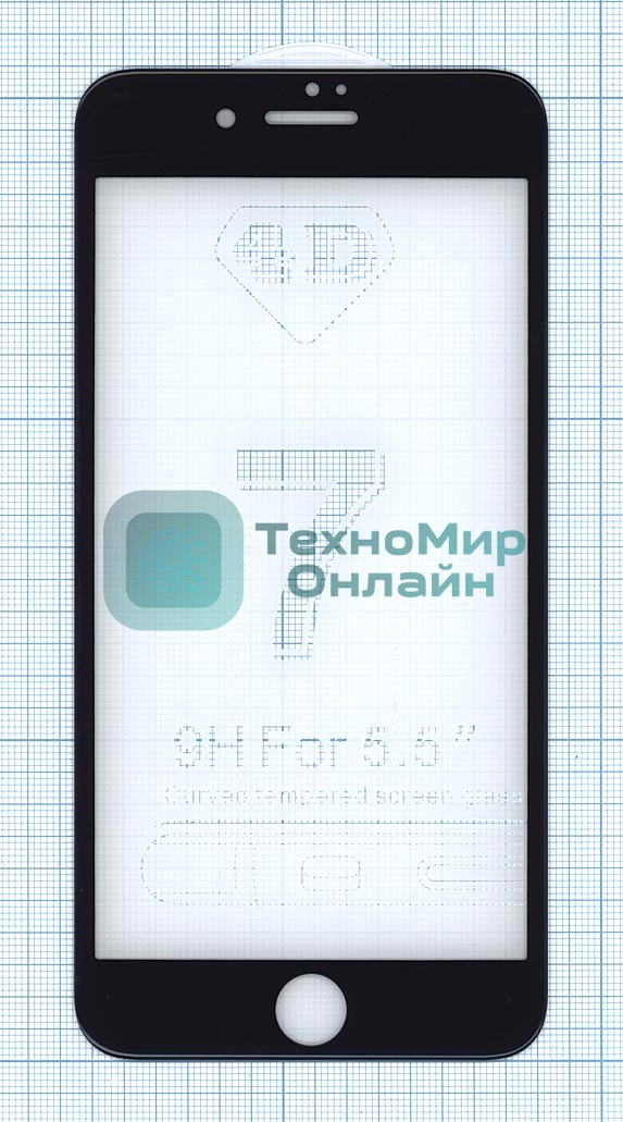 Защитное стекло 4D для Apple iPhone 7/8 Plus черный